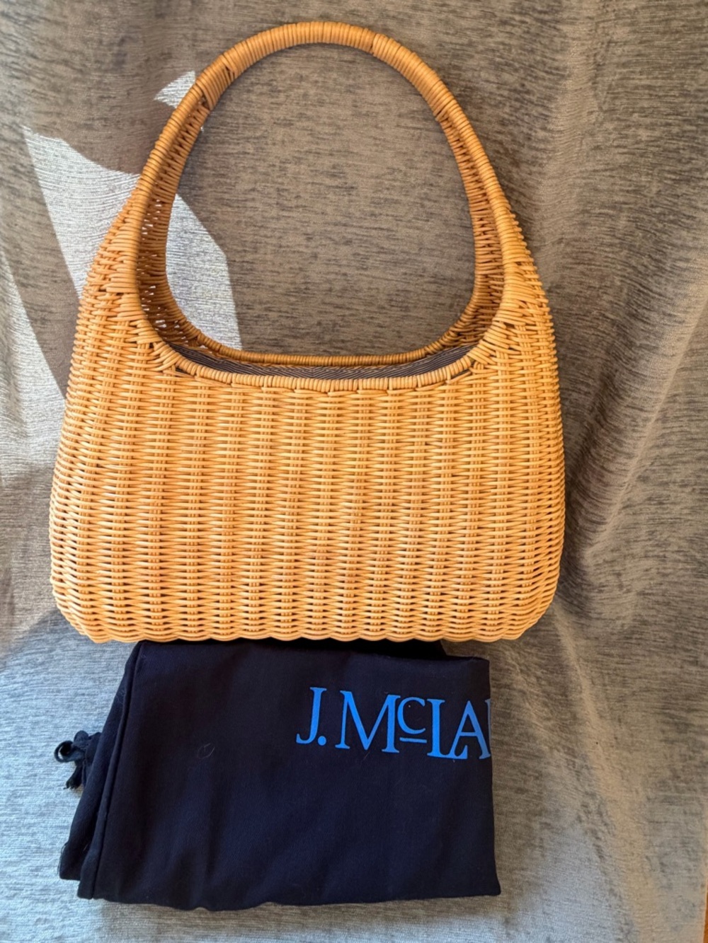 J. McLaughlin Woven Shoulder Bag in Natural Tan - Picture 2 of 7